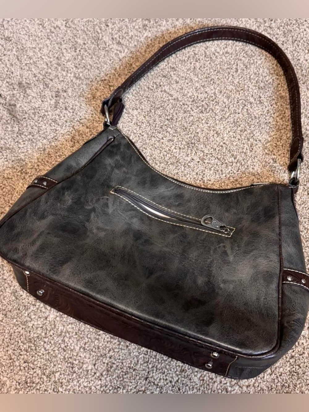 ❌SOLD❌Western Y2K Brown Purse W rhinestone buckle and floral embroidery - Picture 4 of 8
